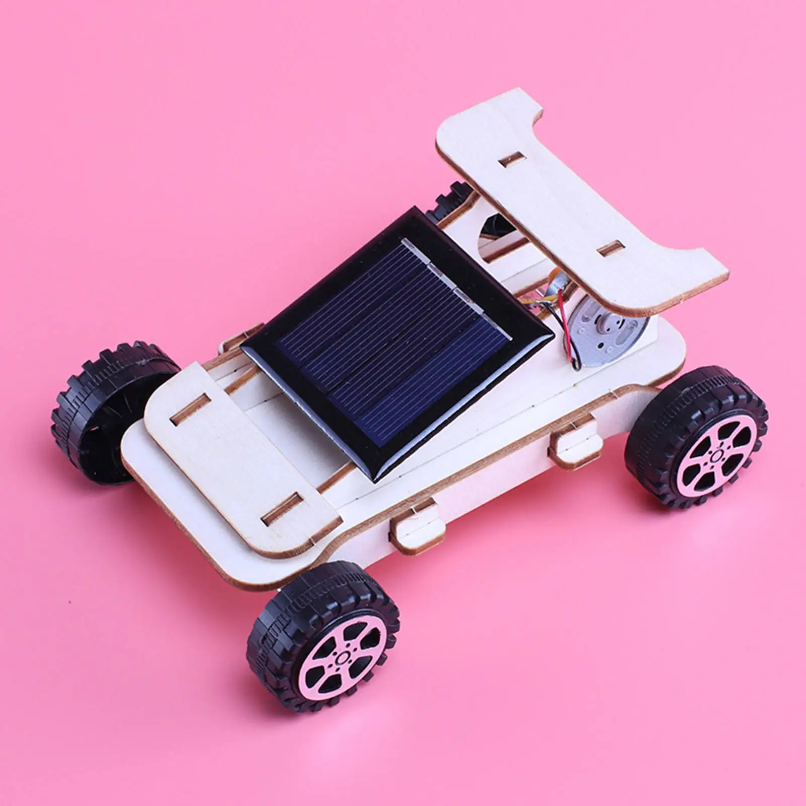 DIY Mini Solar Wooden Car Remote Control Model Educational Assembly RC Toys Kit 