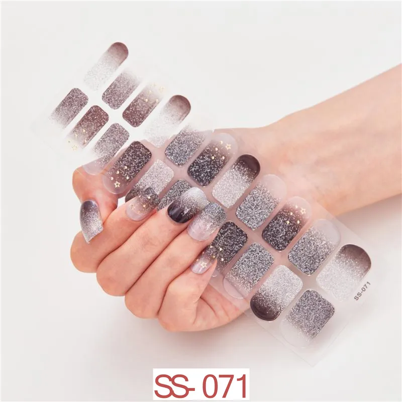 Shiny Gradient Grey Silk Wrap Nails Sticker