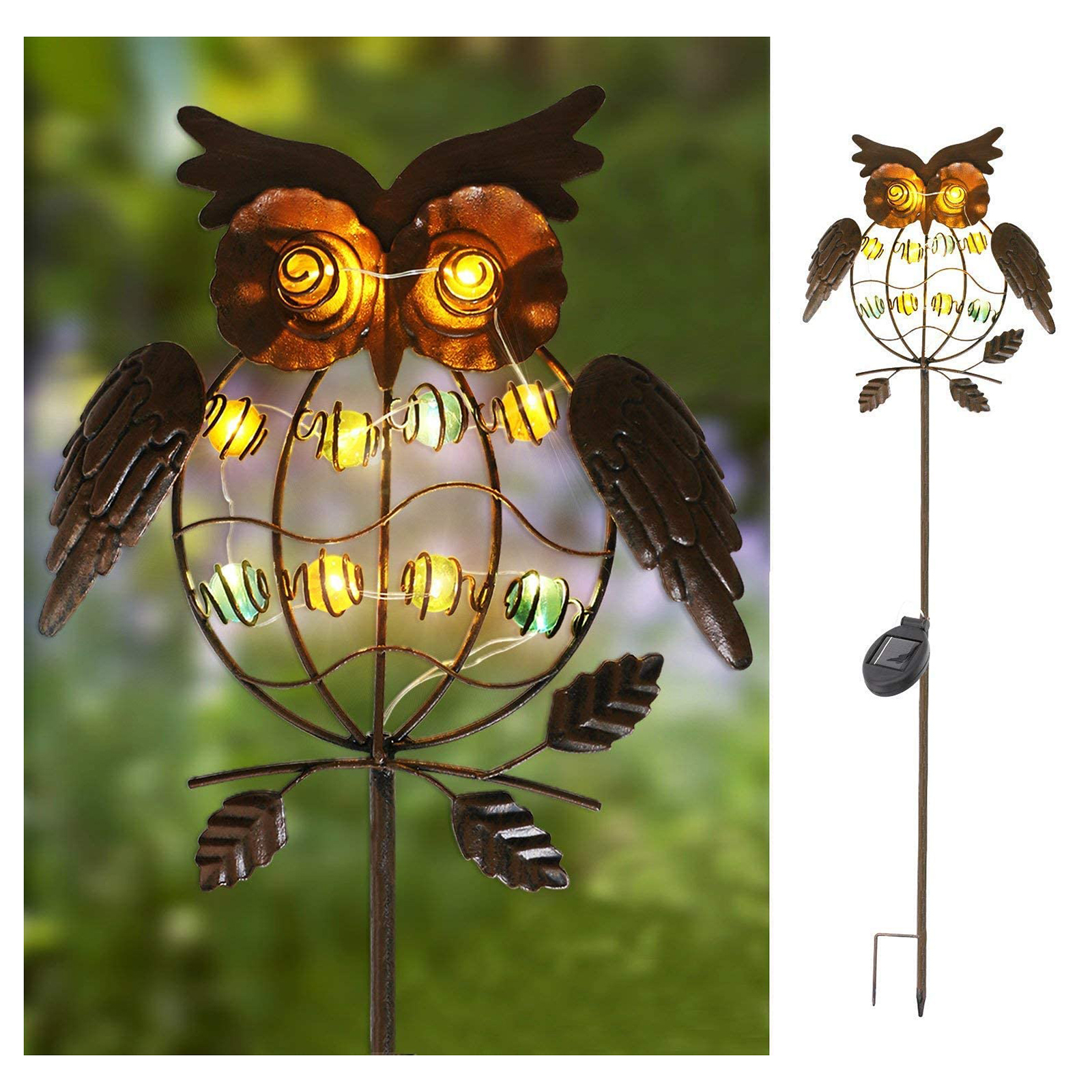 Outdoor Solar Power Garden Lights Owl Decor Path Lawn Yard LED Landscape La...