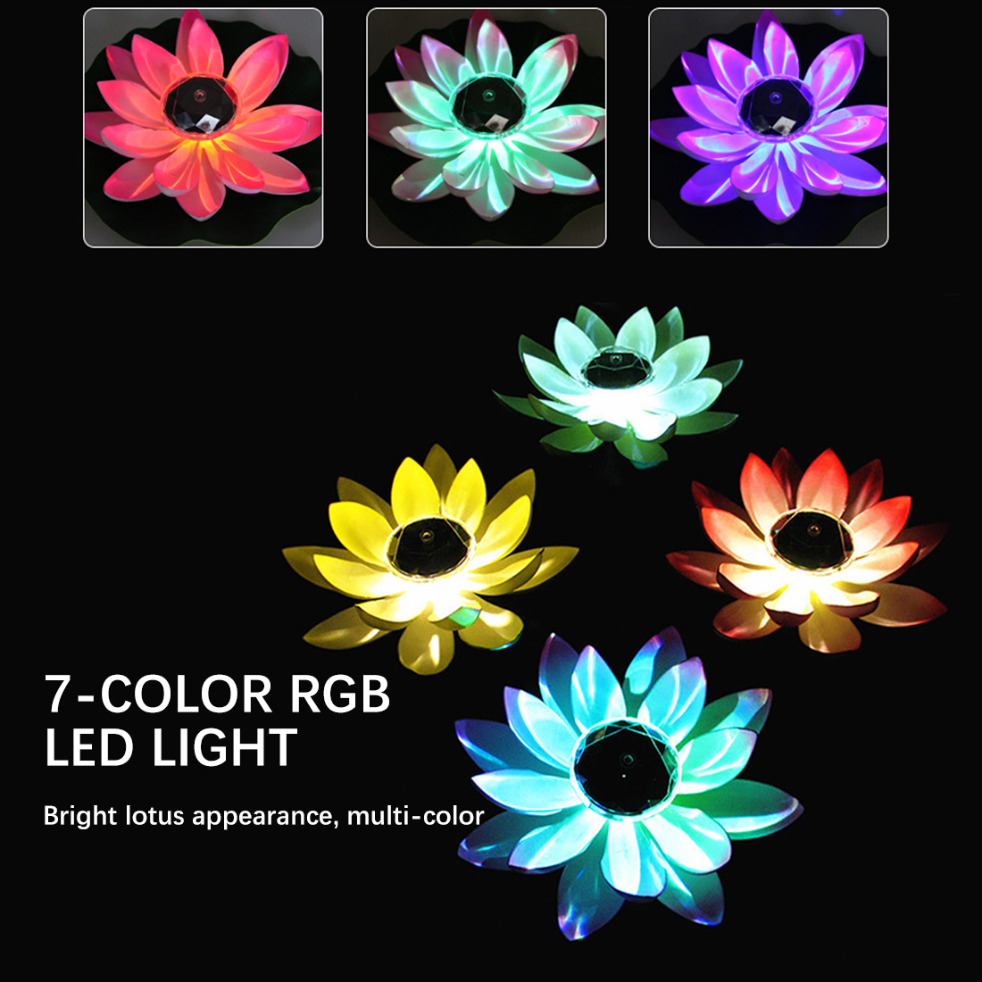 Flor de Lótus Decorativa sem Bateria Forma Lagoa Lanterna Flutuante Led Festival Outdoorwaterproof Jardim Lâmpada Iluminação Luz 9 Flor de lótus forma lagoa lanterna luz