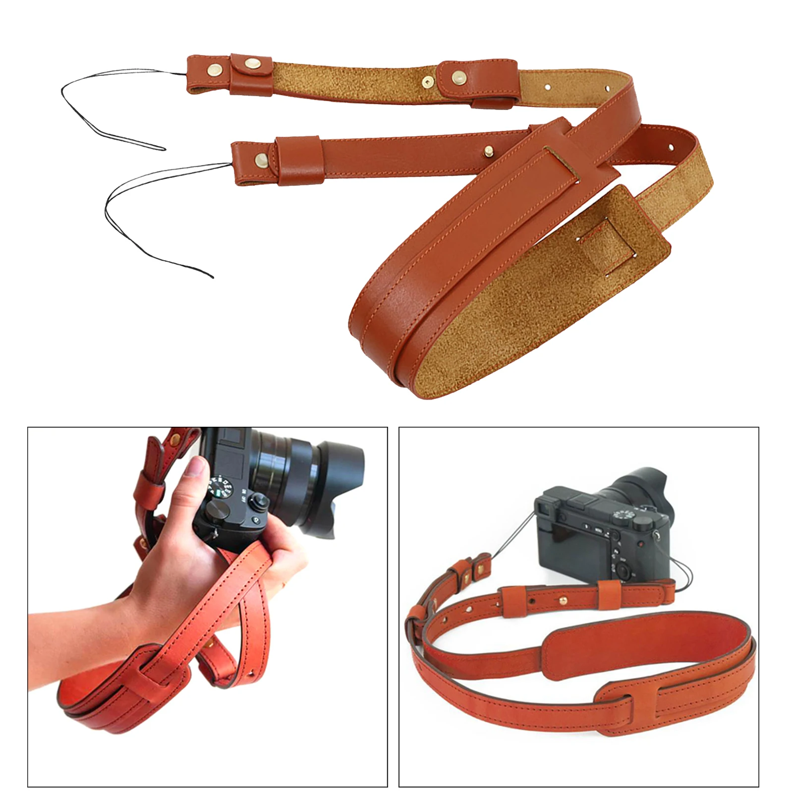 Camera Neck Straps Cowhide Safety Connect Anti-Lost Shoulder Strap for All Camera Lanyard for Photographers