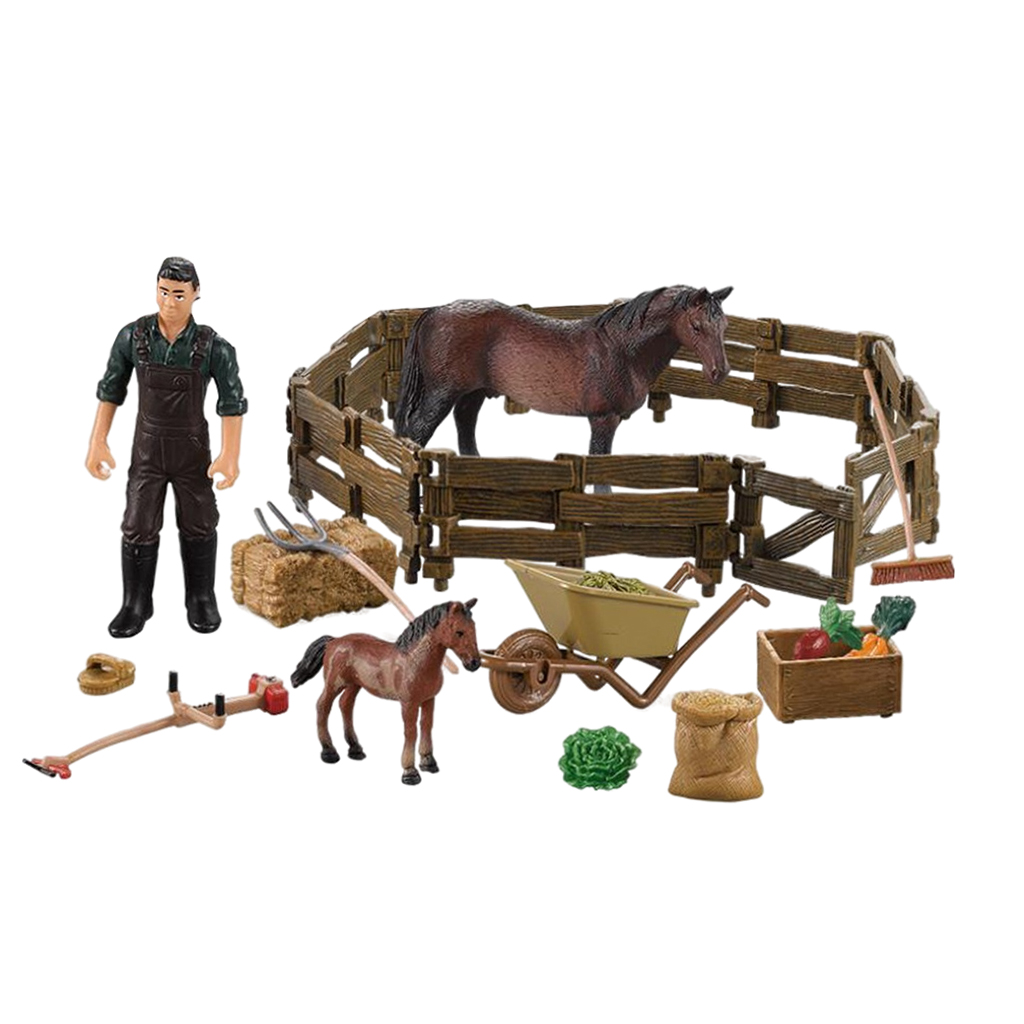 Horse Figure Set Farm Scene for Kids Horse Playset Model Gift for Kids