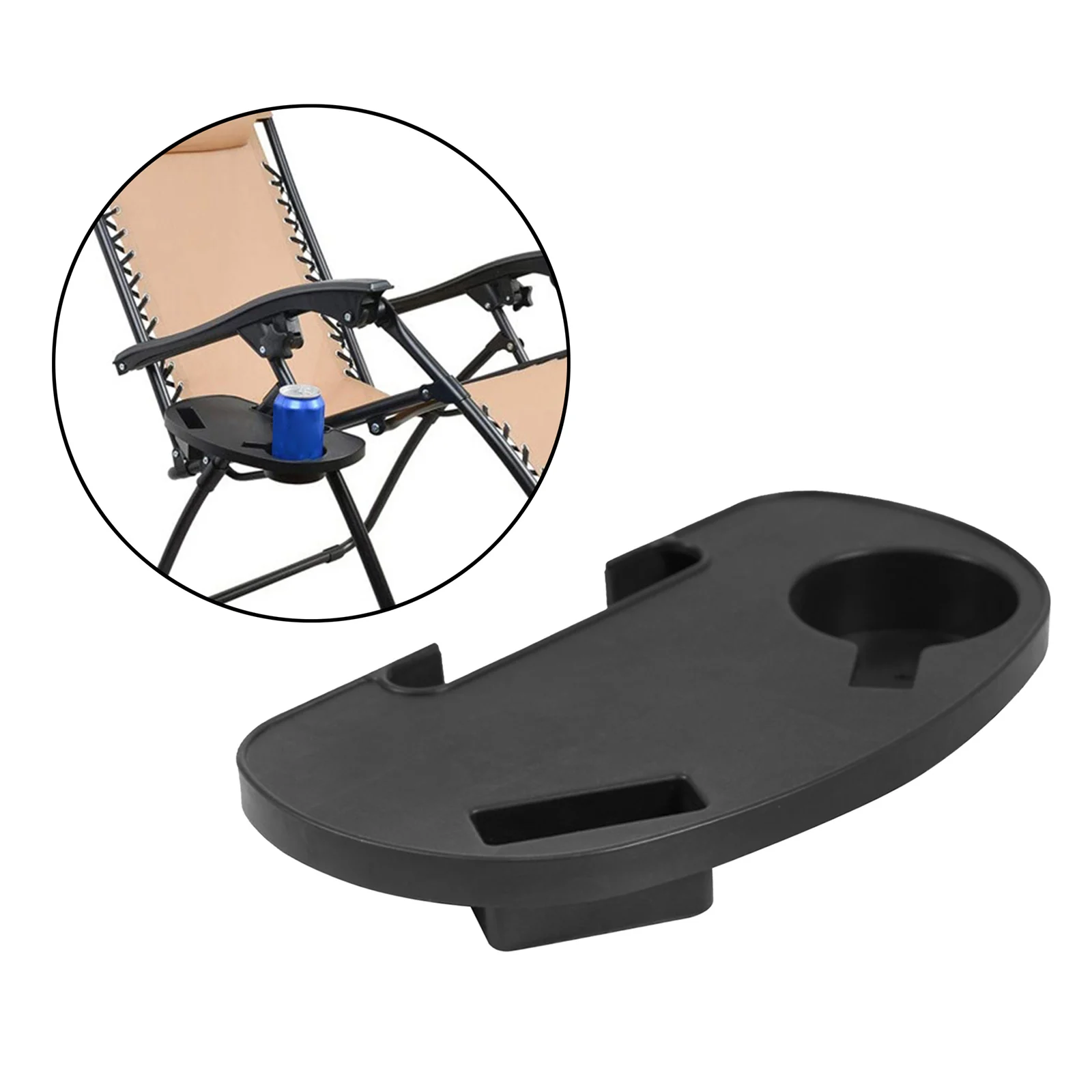 Chair Cup Holder Snack Tray for Leisure Chair Sun Lounger Camping Chair Side Clip Table with Mobile Phone Slot