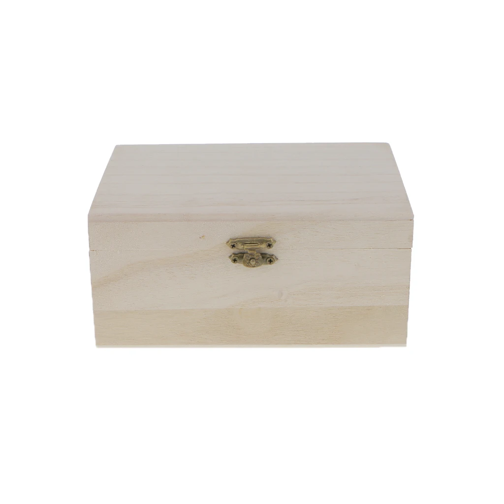 Unfinished Unpainted Plain Wooden Jewelry Box Case Keepsake Gift 17 x 12cm