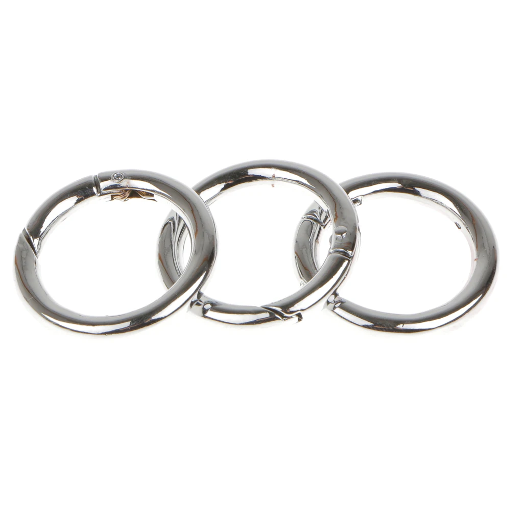 3pcs Silver Plated Alloy Round Spring Snap Hook Clip 35mm / Idea Also As Gift