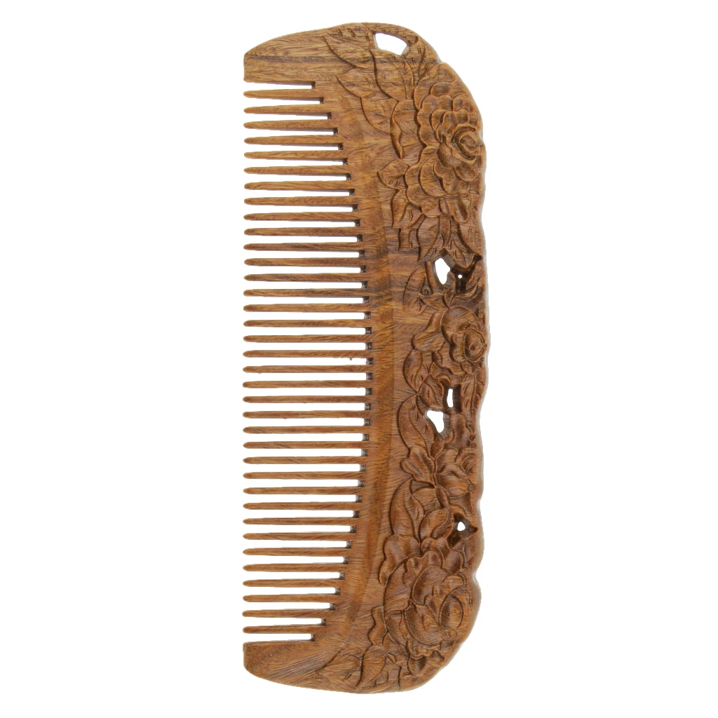 Green Sandalwood Wooden Comb Antistatic Handmade Comb Wide Tooth