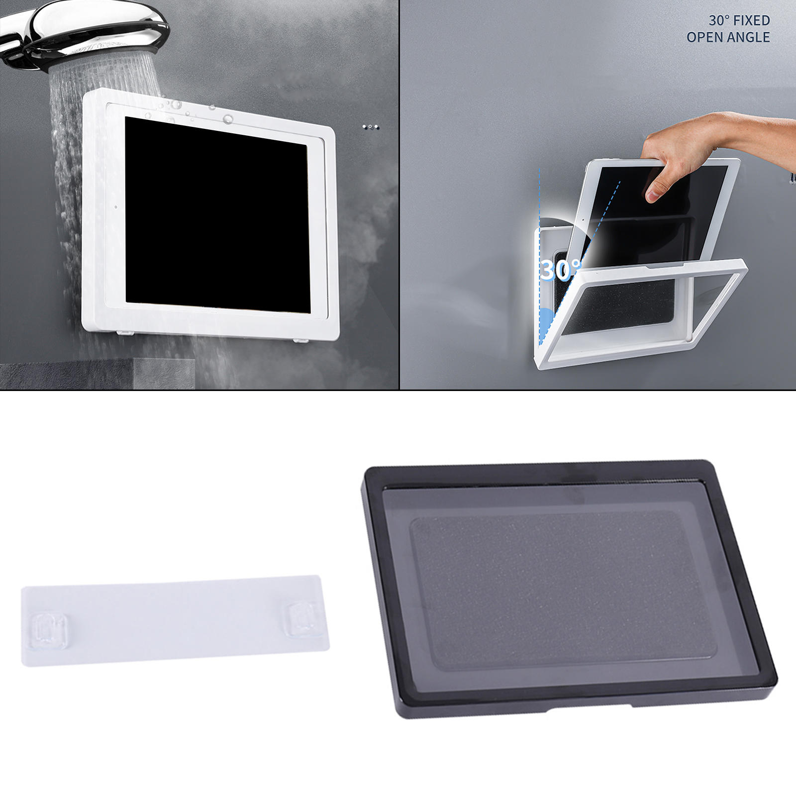 Shower Tablet Holder Waterproof Case Box Wall Mounted Shelves Self-Adhesive Shower Accessories