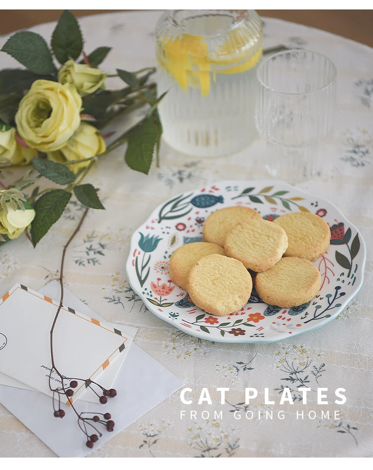 ceramic cat food plate for human and cat lover