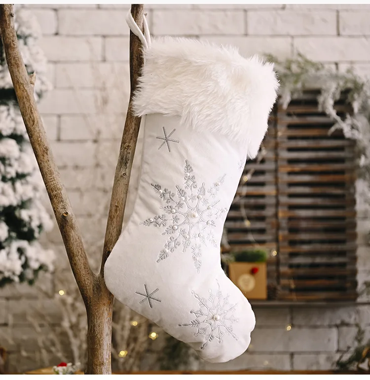meias de natal estampadas flocos de enfeites de pingente de decorações de árvore de meias de presente natal