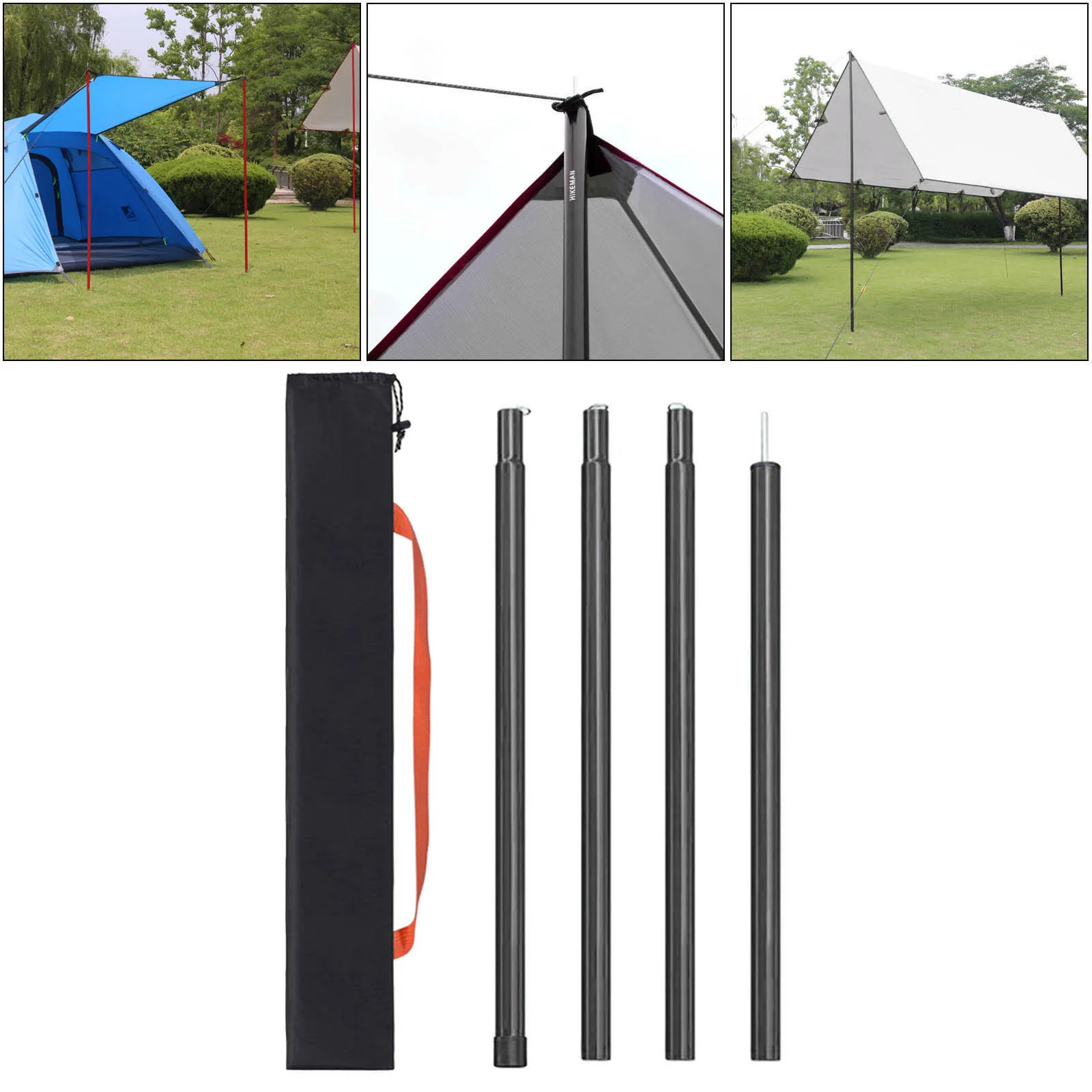 Metal Rod Tent Tarp Pole Replacement Bars Sun Sails Support 100 to 200cm