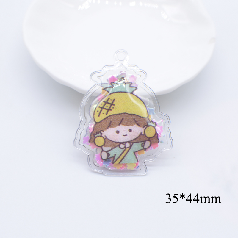 8 Stücke 3,5 cm Doppelseitig Bedruckte Mädchen Bär Pailletten Applikationen für DIY Kleidung Patches Kopfbedeckung Clips Bogen Anhänger Dekor Zubehör – Detail 4