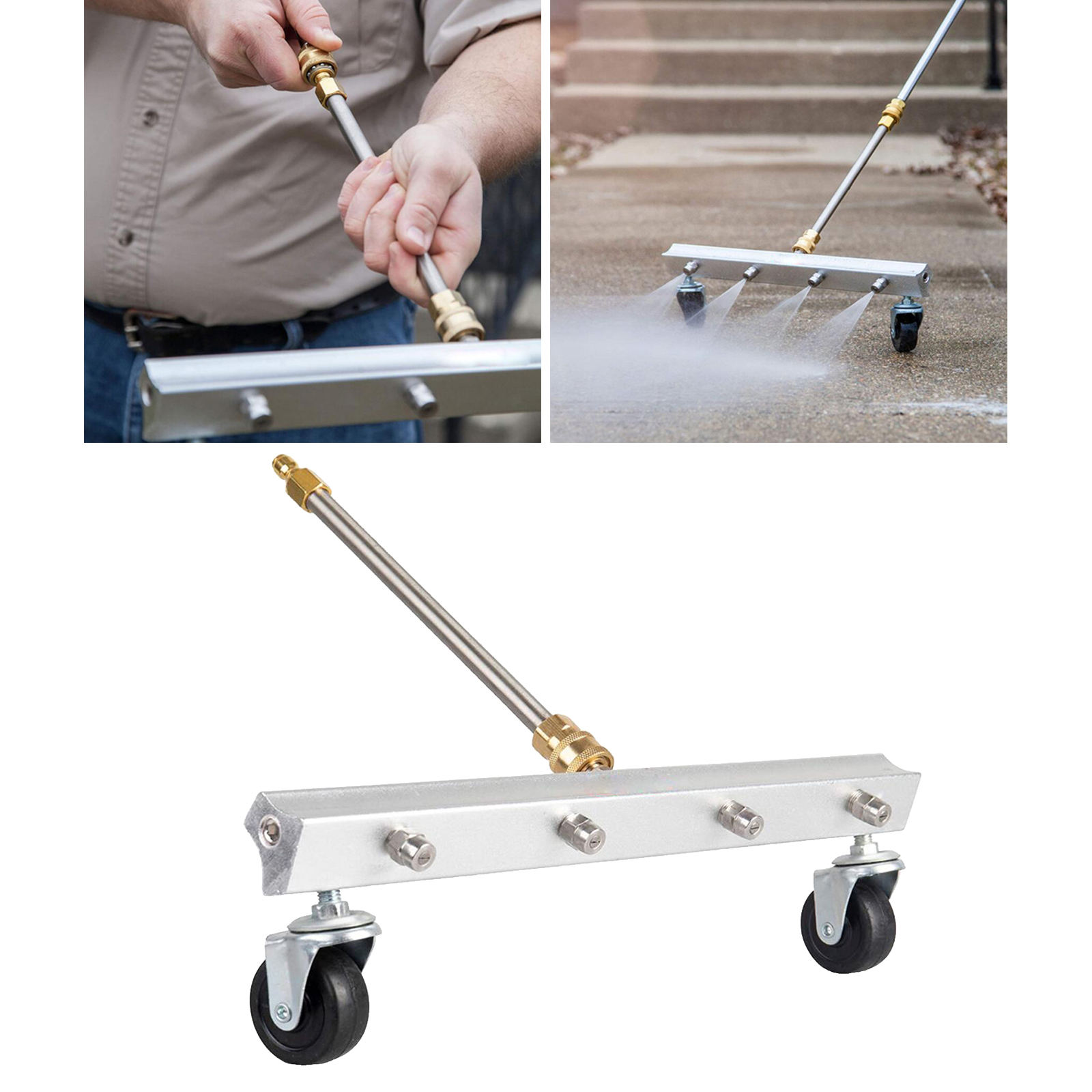 Undercarriage Cleaner, Surface Cleaner for Pressure Washer, Underbody Car Wash Water Broom with 2 Pieces Extension Wand