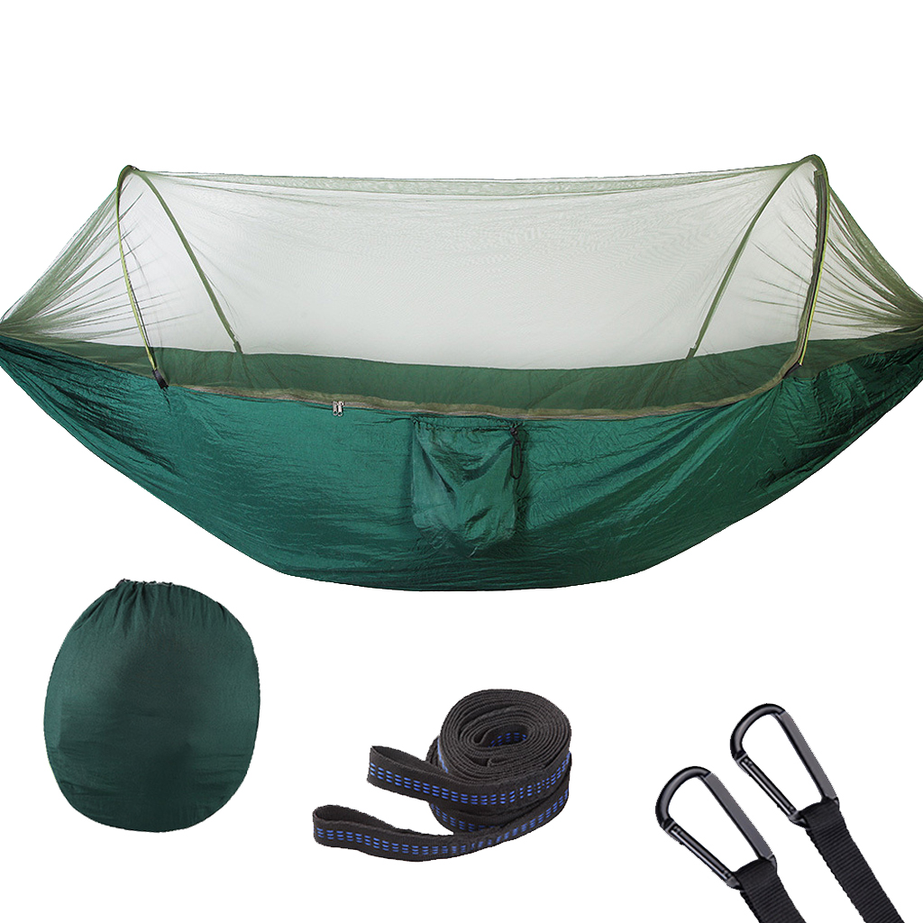 Portable Parachute Outdoor Camping Hammock with Mosquito Net Straps Carabiners