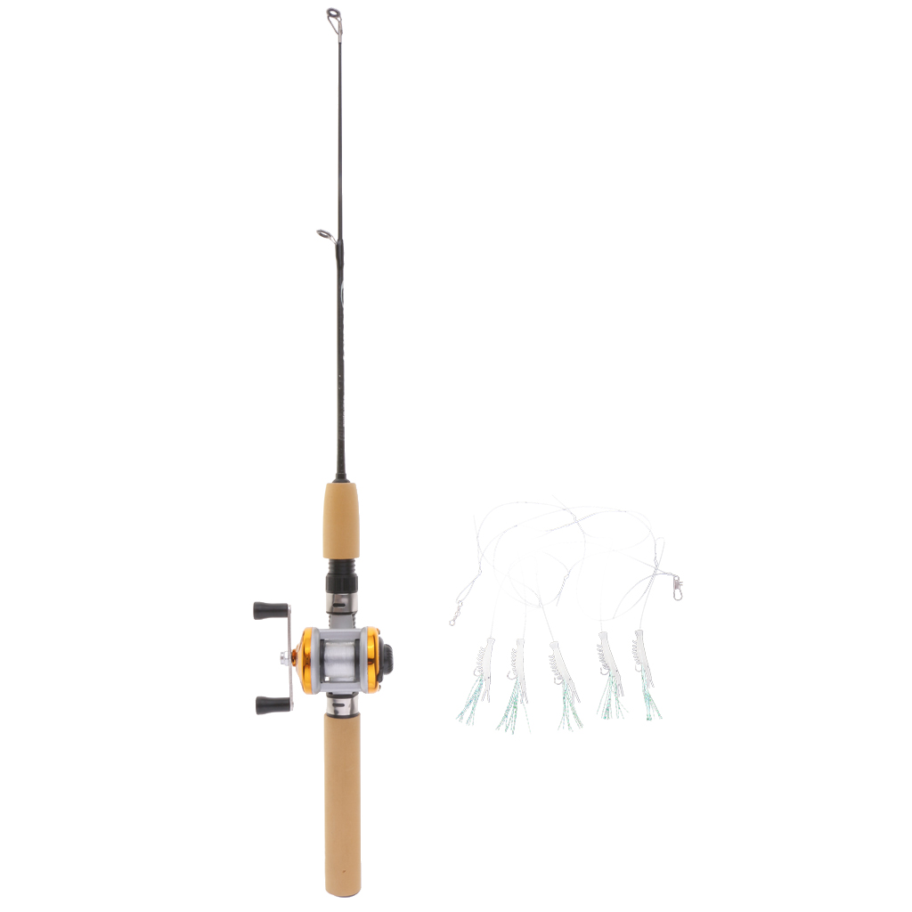 Portable Ice Fishing Rod Pole and Reel Line Combo Travel Fishing Tackle for Lake Reservoir Pond River Stream Sea Fishing