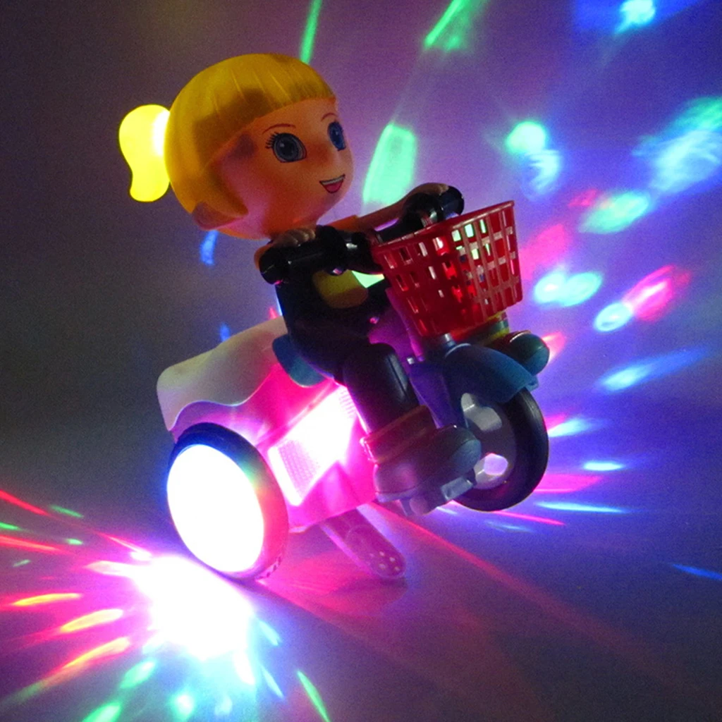 Electronic Tricycle LED Light Music Battery Operated 360 Rotation Stunt Car