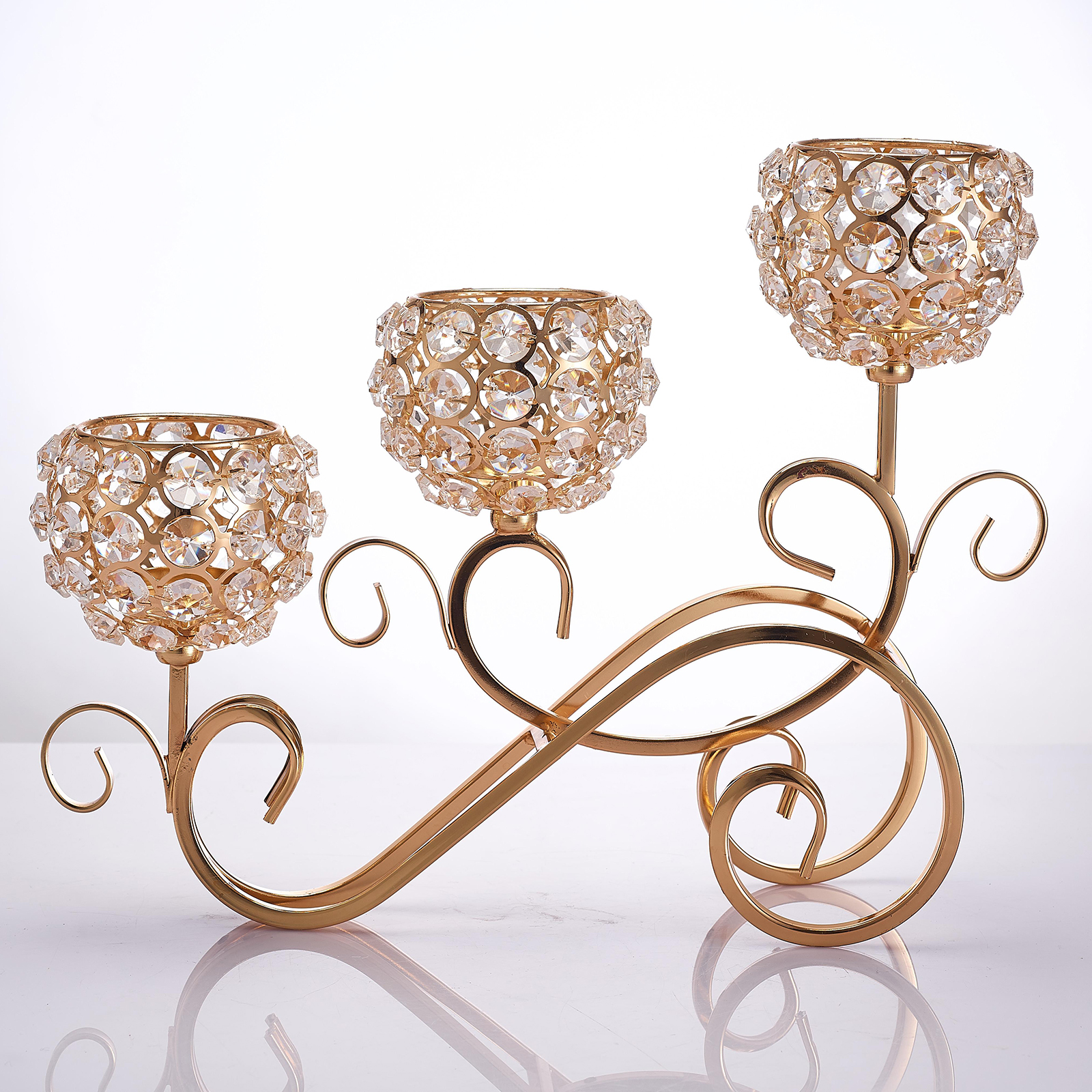 Crystal Candle Holder 3 Arms Candelabra Wedding Table Ornament Candlelight Goblet Candle Holder Home Ornament