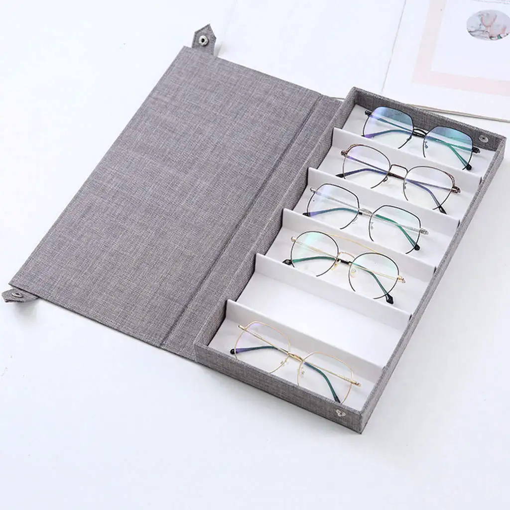 6 Slot Lightweight Glasses Case Box Storage Universal Container Holder for Eyewear Eyeglass Sunglass Jewelry Showing Watches