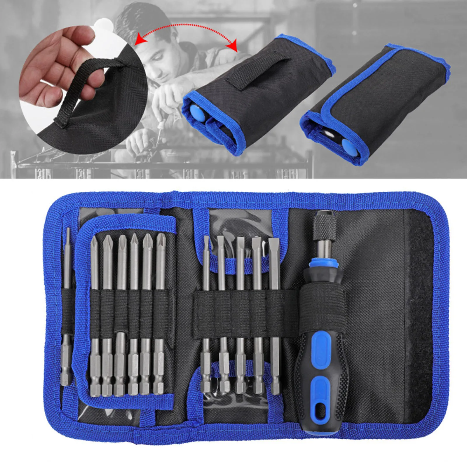 Magnetic Screwdriver Bit Set 1/4 Chrome Vanadium  Screw Tools Box