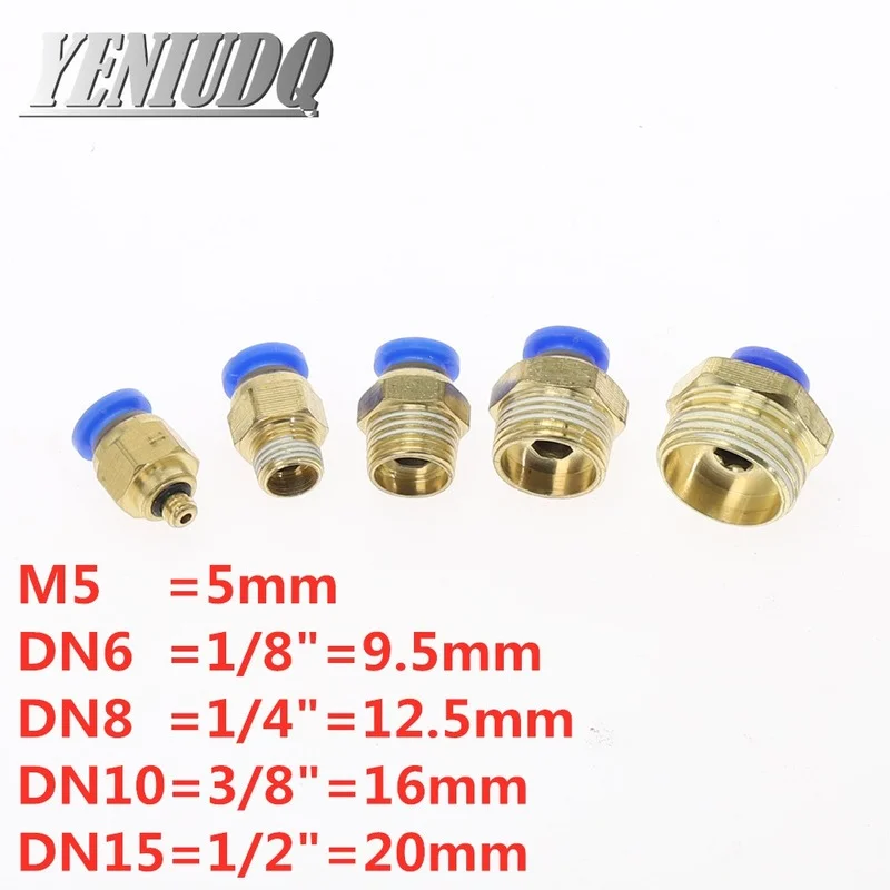 Color : 12mm OD Hose, Specification : M5 Sturdy 10pcs PC Straight Push In Fitting Pneumatic Push To Connect Air 4-12mm OD Hose Tube 1/8 1/4 3/8 1/2BSP Male Thread Connector 