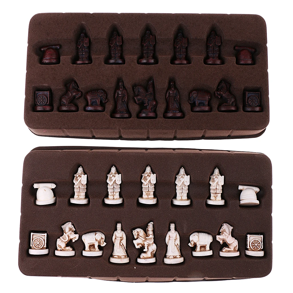 Portable Chinese Traditional Chess Resin Terracotta  Chese Pieces