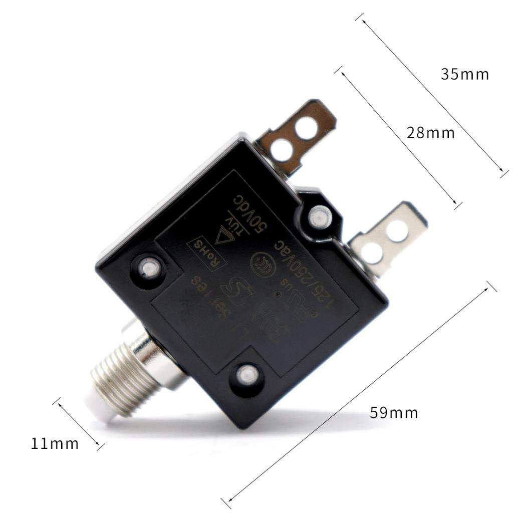 30A 50V DC Black Circuit Breaker Overload Protector Waterproof  Manual Reset Push Button Switch Fuse Resettable AC 125/250V