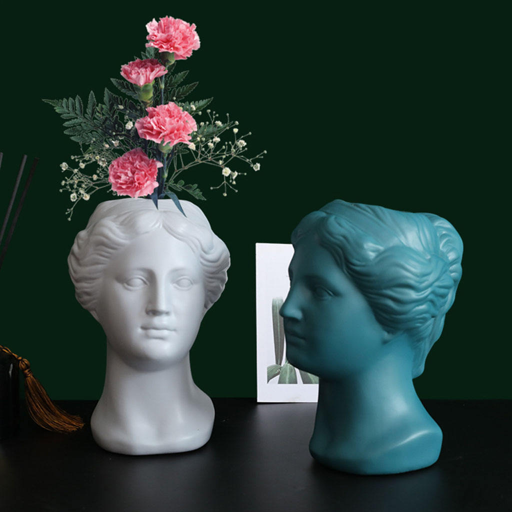 Resin Portrait Face Flowerpot Plant Planter Modern Statue Artistic Vase Succulent Window Sill Box Holder for Home Office