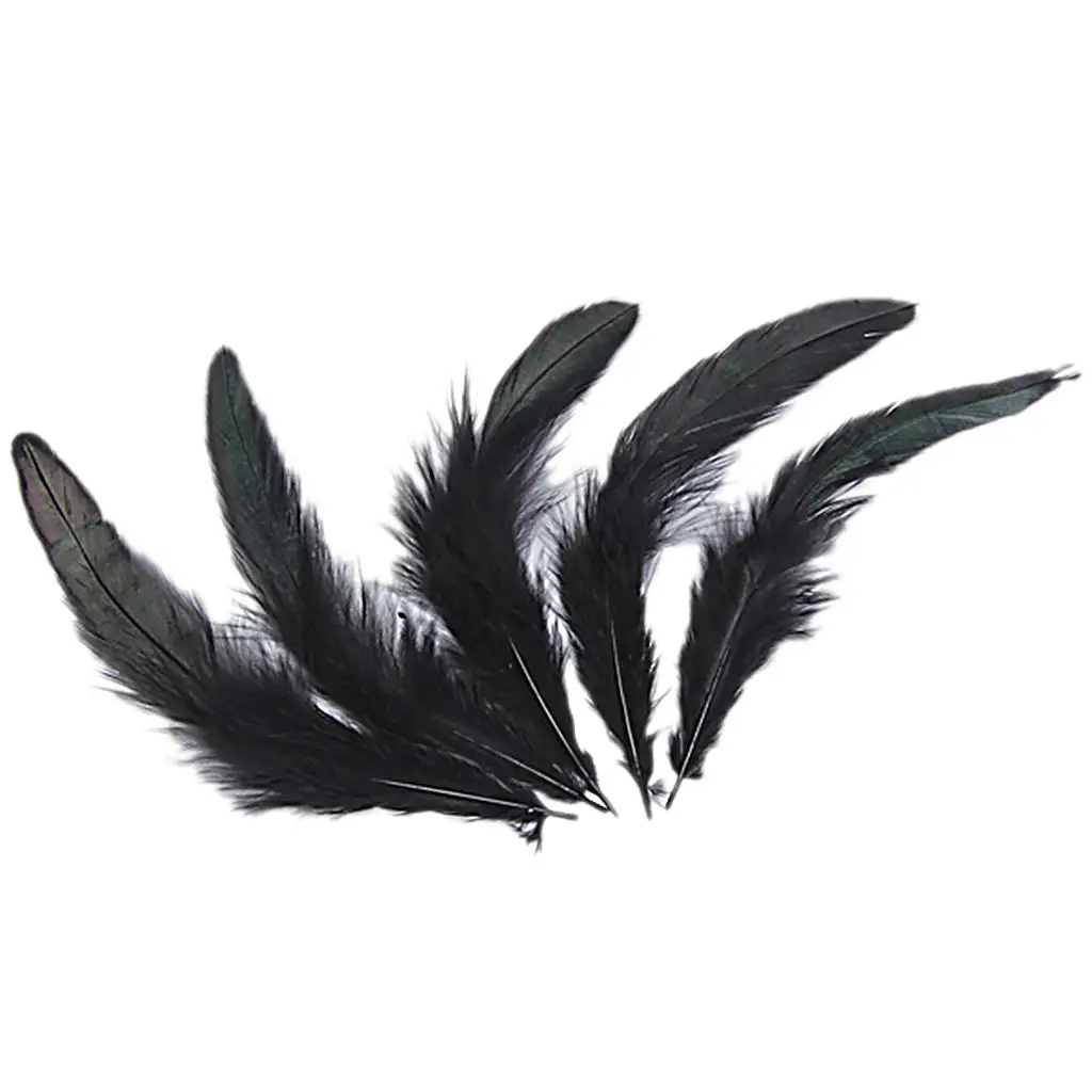 50pcs Black Dyed Rooster  Feather Decoration Hat Costume Craft DIY 4-7 Inch