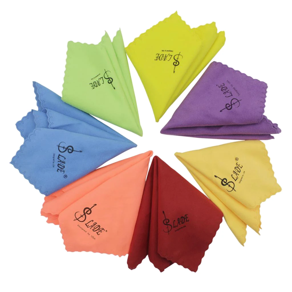7 Pieces Colorful Cotton Cleaning Cloths Polish Cloth 250x250mm for Guitar Violin Saxophones