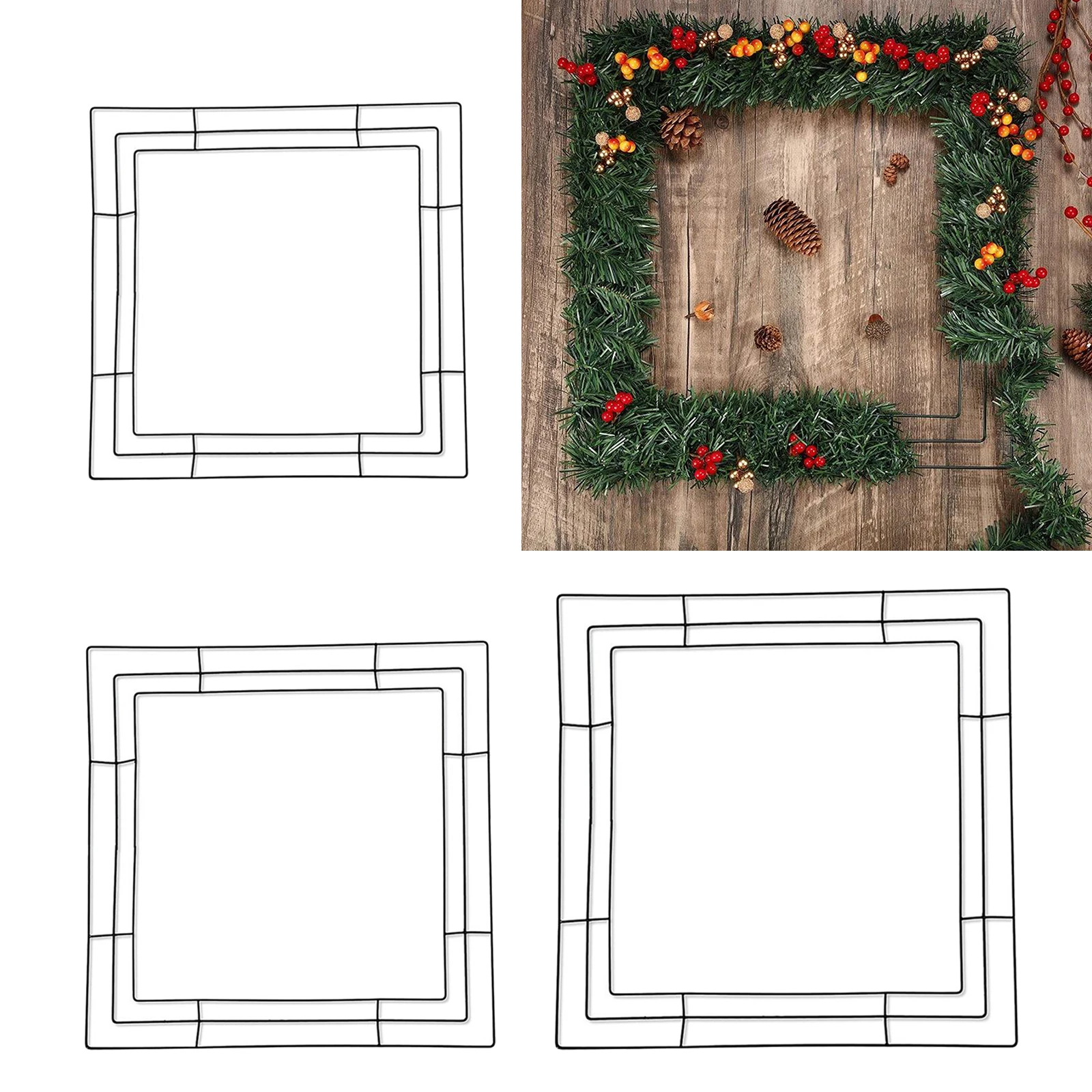 Iron Square Wire Wreath Frame Craft DIY for Wedding Holiday Door Decoration