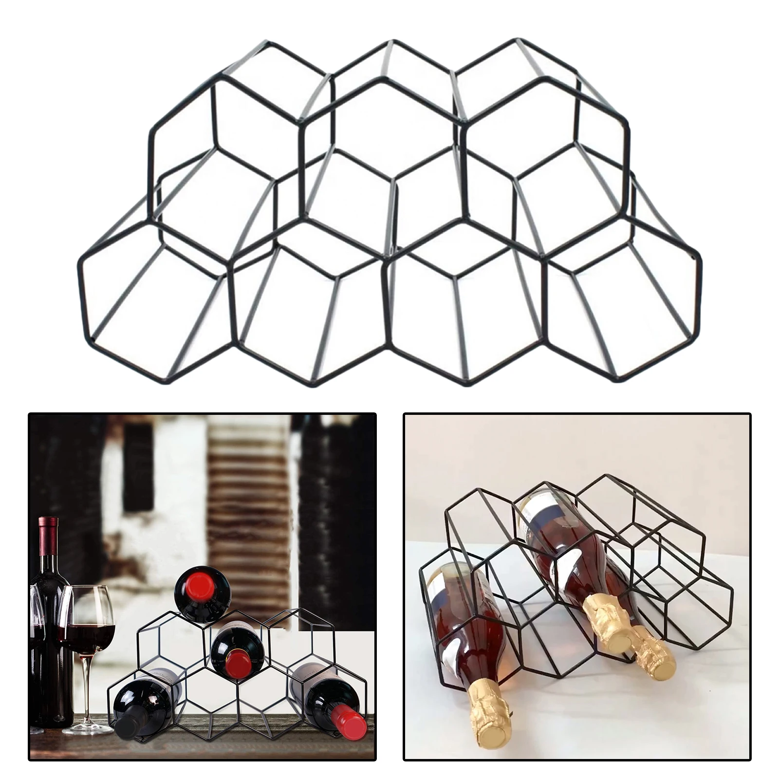 Geometric Stackable Countertop Wine Rack Wine Holders for Home Cellar Pantry