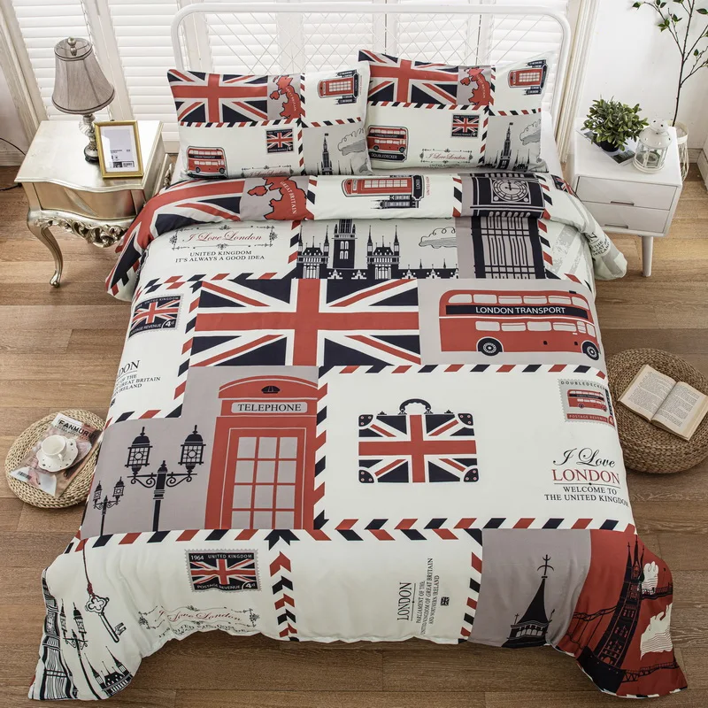 AYZ England Union Jack Printed Duvet and Pillow Cover Bedding Set 