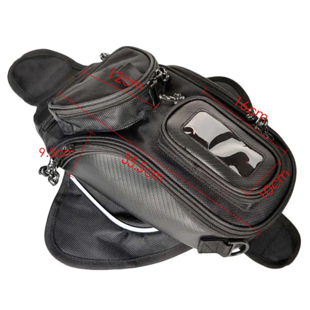 Black Waterproof Motorcycle Fuel Tank Bag Phone Holder Riding Travel Wear Resistant