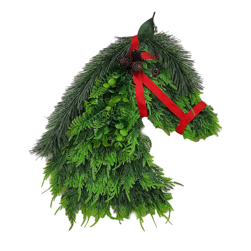 2x Horse Head Wreath Xmas Decor Artificial Wreath Kitchen Festival Decor for Front Door