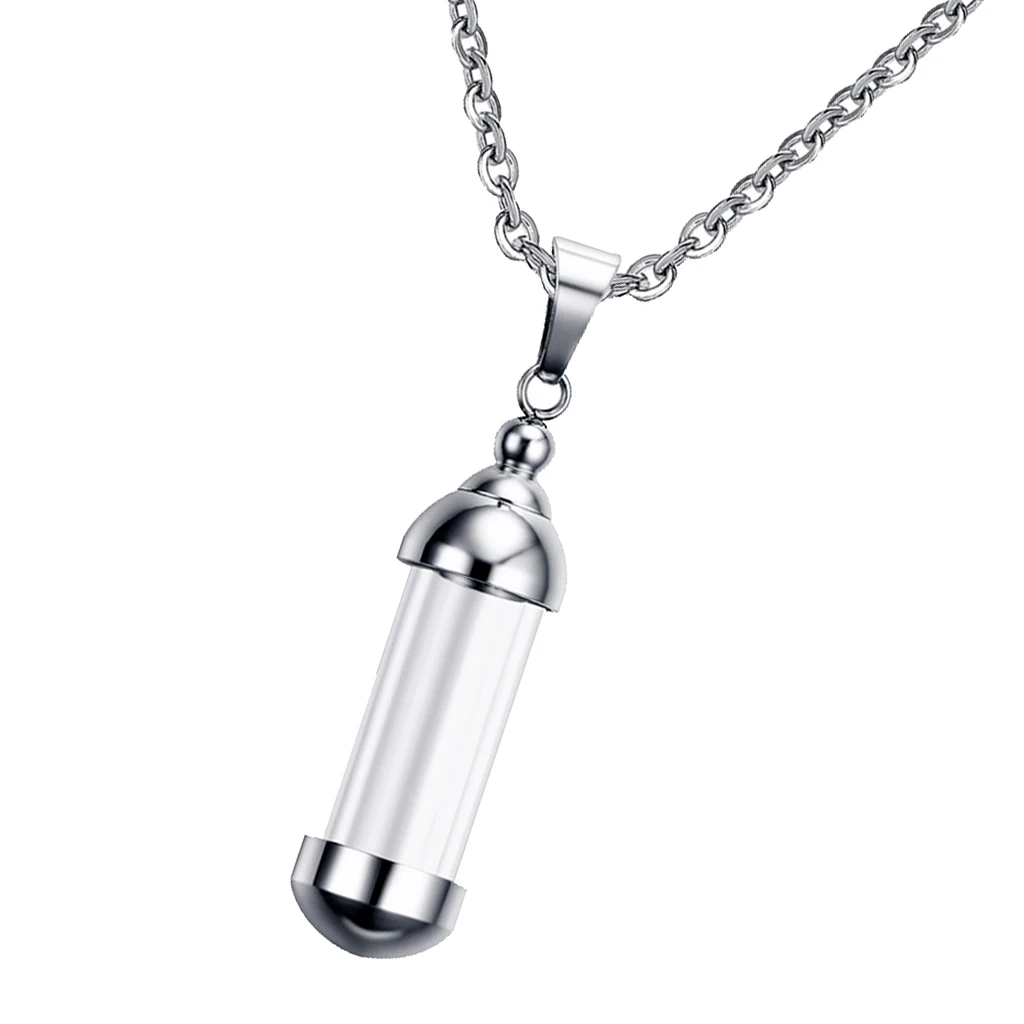 Clear Glass Tube Urn Keepsake Wishing Bottle Charm Lucky Pendant Necklace