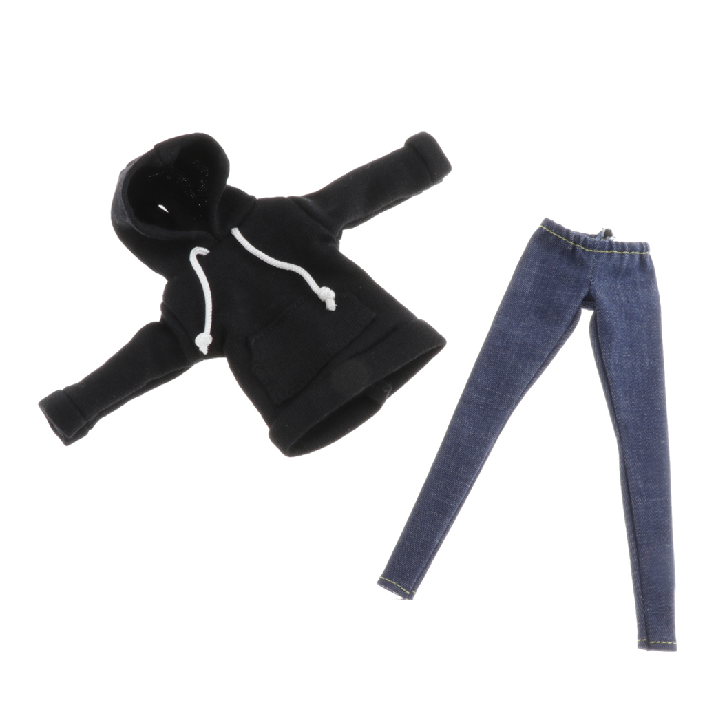 Cute BJD Clothing Hoodie & Jeans Pants for 1/6 Blythe Dollfie Outfits Accs