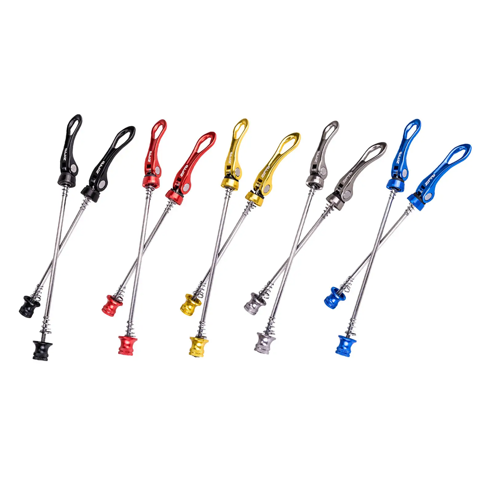 1 Pair Stainless Steel  Wheel Skewers / Front & Rear Hub Skewers,  Lever with Quick Release Clips