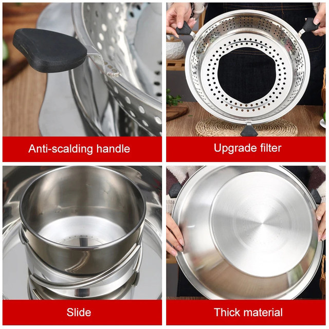 Stainless Steel Rotating Hot Pot Durable Hot Pot With Lifting Stainless  Steel Hot Pot Drainage Basket Magnetic Free cookware set - AliExpress