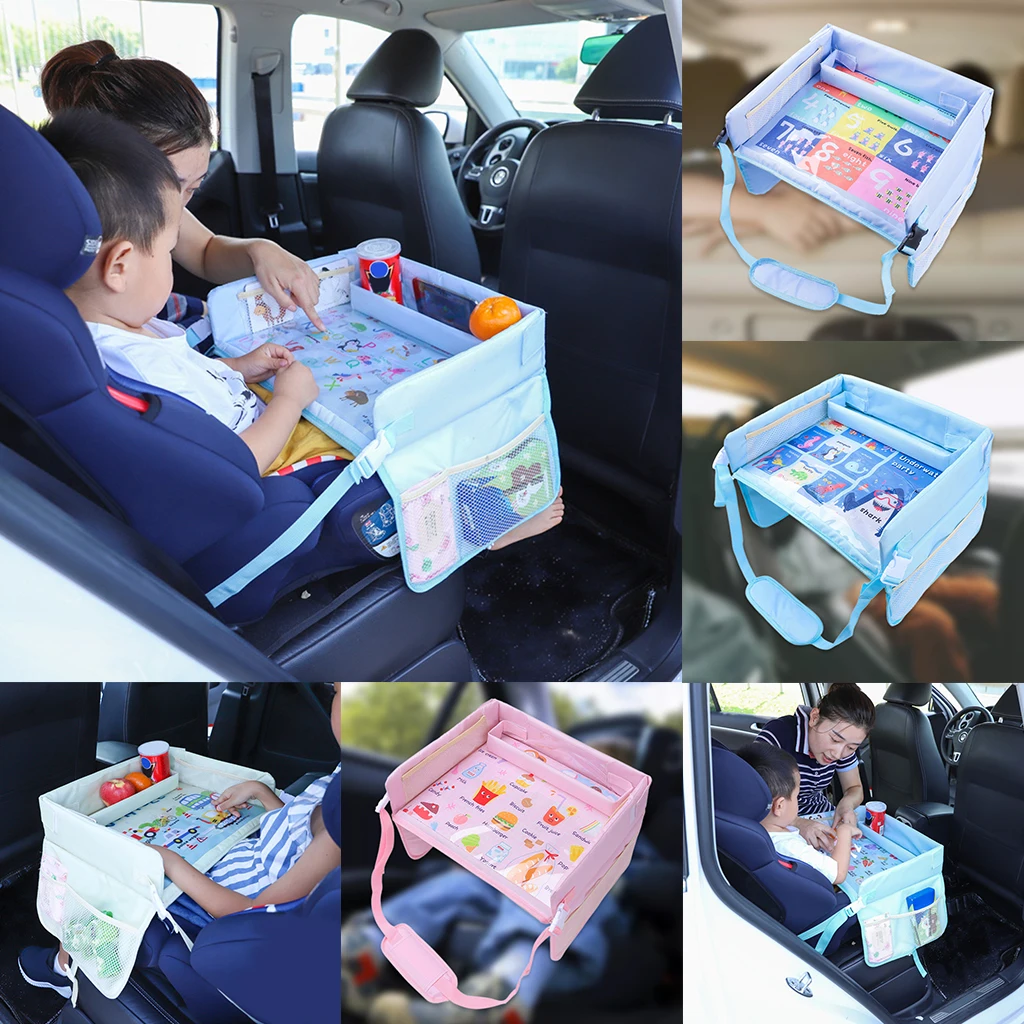 Multifunction Travel Tray for Toddler Kids Car Seat Tray Travel Activity Lap Tray Stroller Road Train Traveling Play Lap Tray