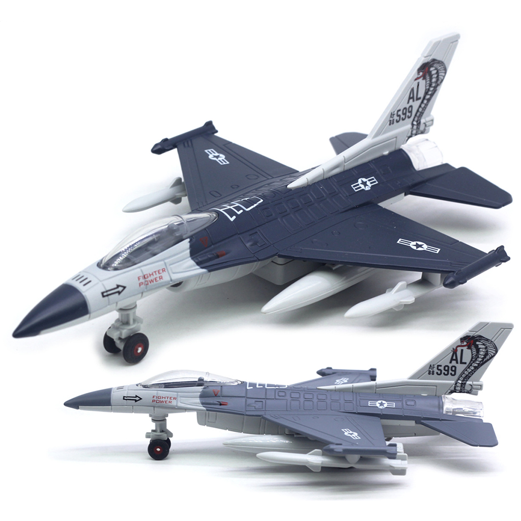 Pull Back Airplane Toy Set Die Cast Metal Themed Fighter Aircraft with Light and Sound for Kids Toy Set Collection