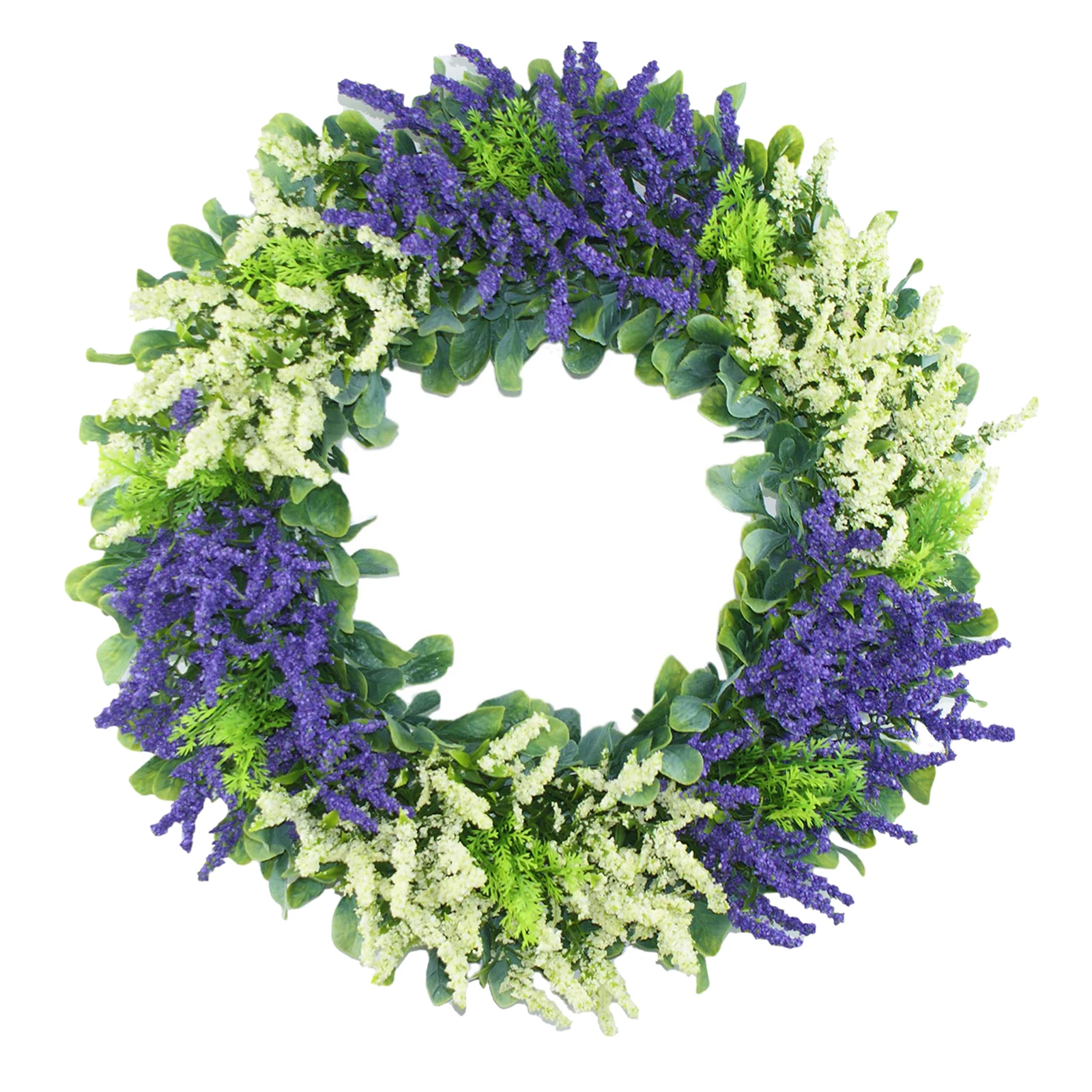Artificial Lavender Wreath Fake Flowers for Front Door, Wall Decor Indoor Outdoor Gifts