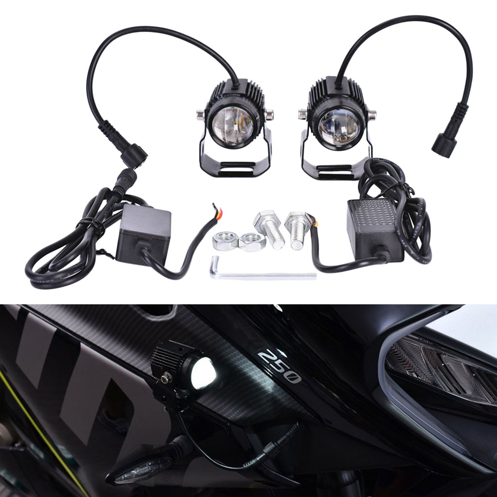 1 Pair Auxiliary Lights Round Flood White Yellow LED Headlight for Night Driving Headlights