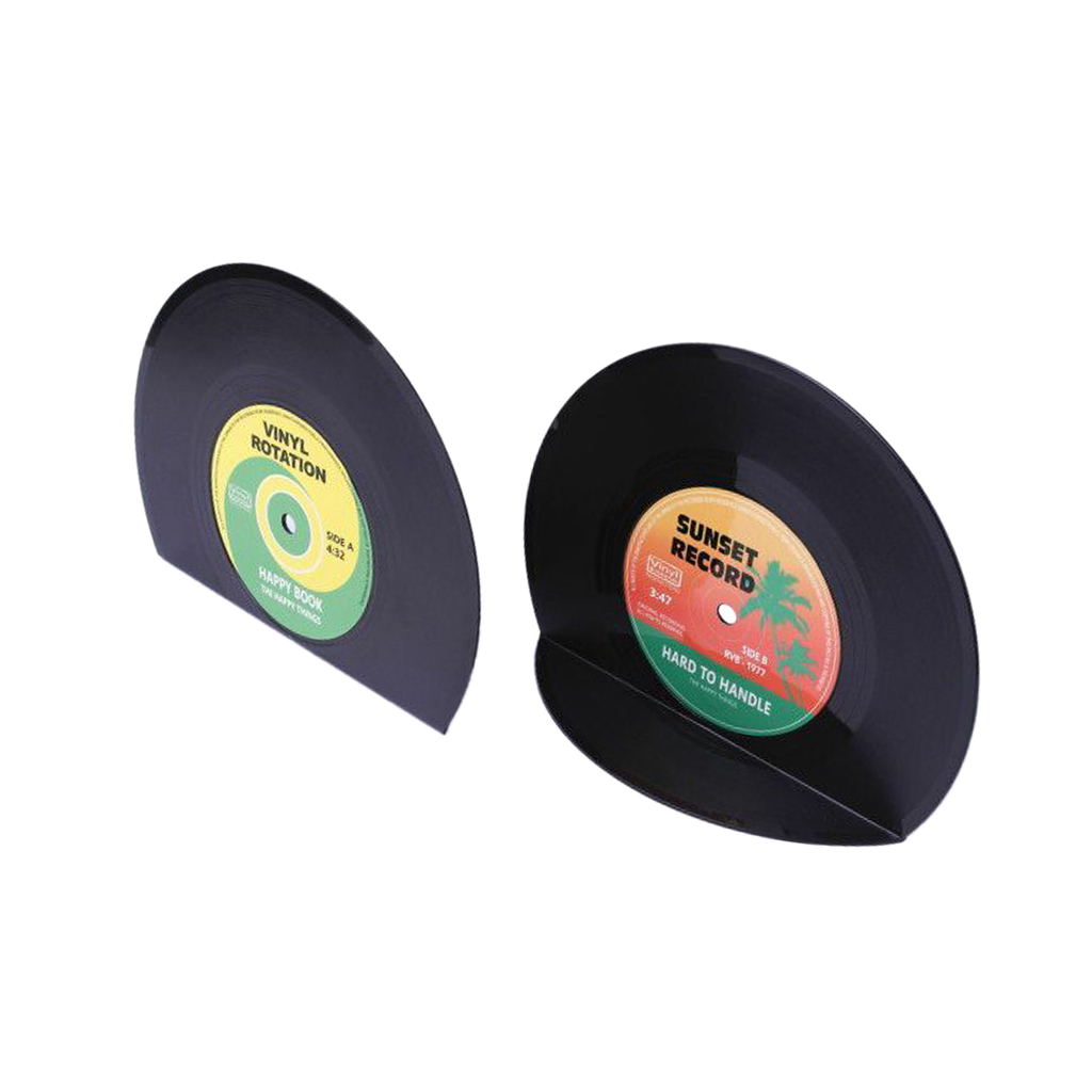 Vintage Vinyl Record Bookends ABS Plastic Book Ends DIY Home Decoration Gift for Music Fans