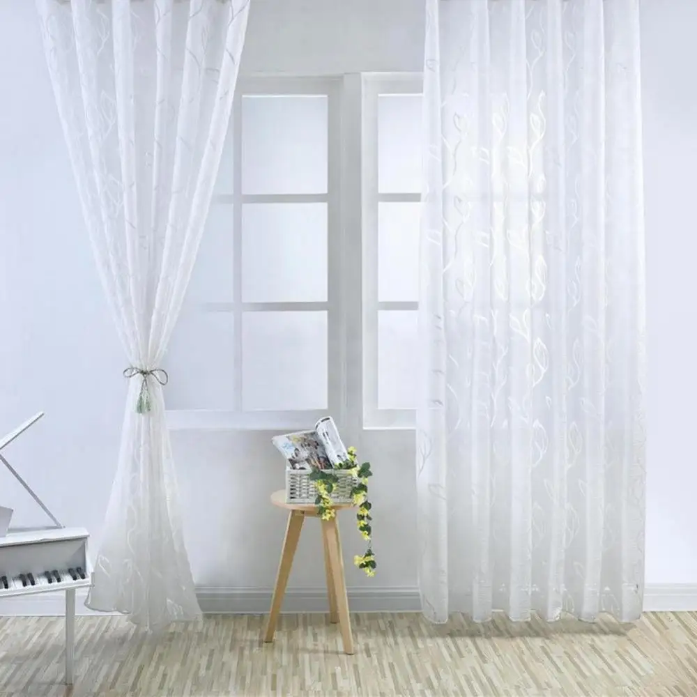 cortina geométrica branca de tule cortina transparente para sala de estar moderna para quarto cortina de janela cega voile
