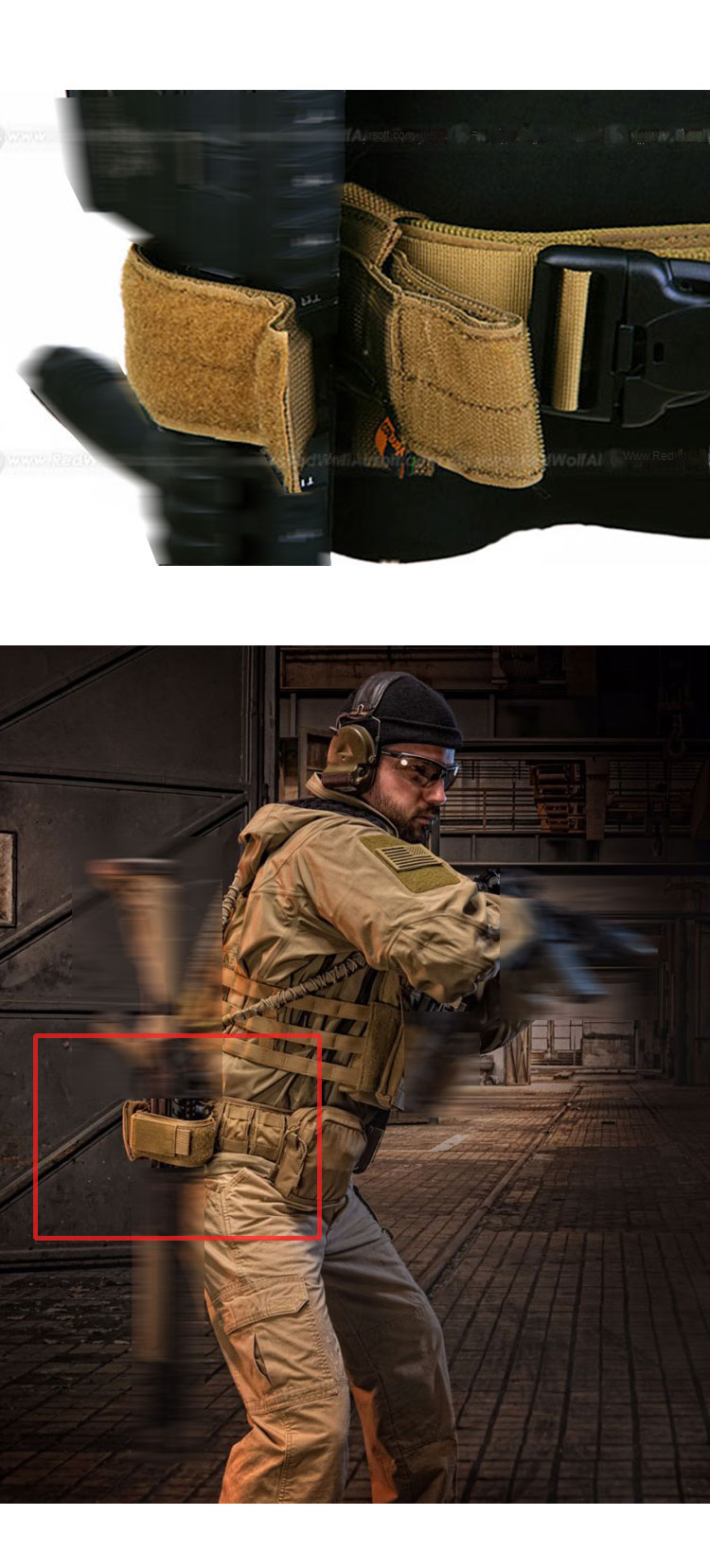 Fester Gurthalter Taktischer Verband Molle-Haltegurt Inklusive Geflochtene & Klettverschluss-Version Werkzeugring Outdoor Kampf Jagd – Detail 12
