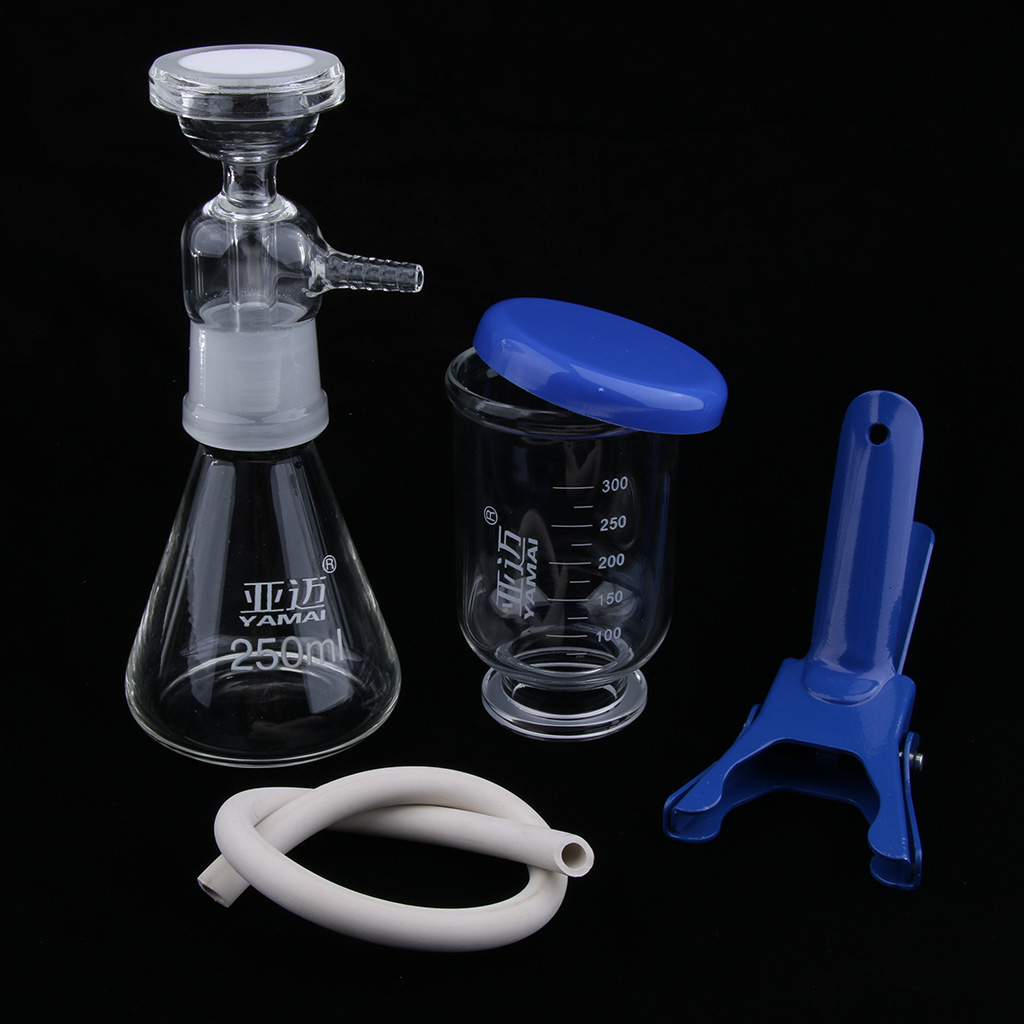 250ml Flask Filtration Apparatus Vacuum Lab Filtering Unit with 300mL Graduated Funnel with Lid & Aluminum Clamp