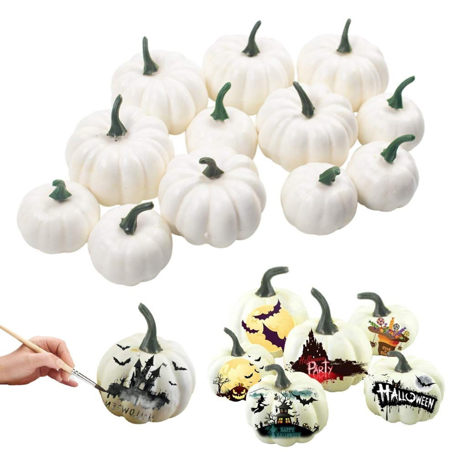 Halloween Artificial White Small Pumpkins Fall Thanksgiving Decoration