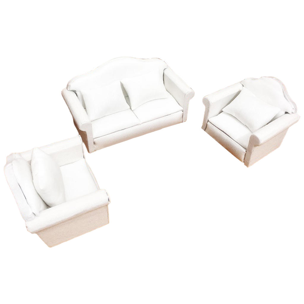 3x Doll House Furniture Furnishing Miniature Couch 1:12 for Living Room