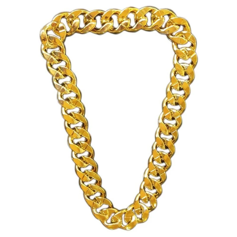 Гигантская золотая цепочка на шею, имитация золота, цепочка в стилехип-хоп, ожерелье в стиле рэпера, преувеличенное модное платье,персонализированное исполнение, реквизит R7RF