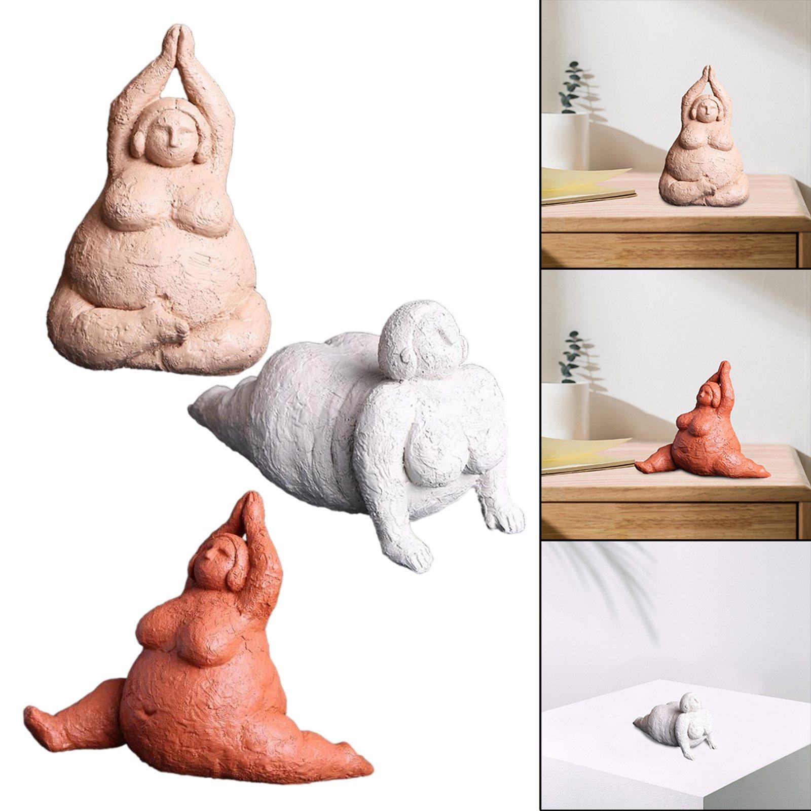 3Pieces Abstract Handmade Yoga Decor Resin Fat Lady Figurine Statue Ornament Gifts Souvenirs