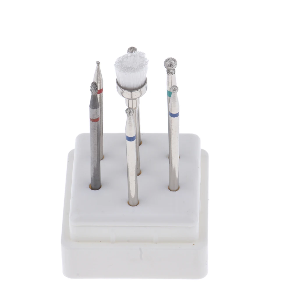 7Pcs/Set Cuticle Clean Nail Files Drill Bit Set Manicure Electric Rotatory Burrs Polishing Head with Storage Case